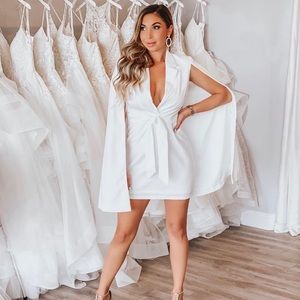 White Tuxedo cape dress